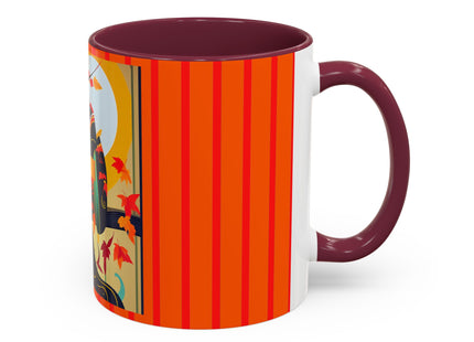 Black Cat in Kimono Colorful Mugs, 11oz