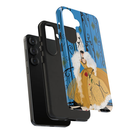 🎭🌹 The Lady At The Masquerade Gates Phone Case – Art Deco Fashion Illustration
