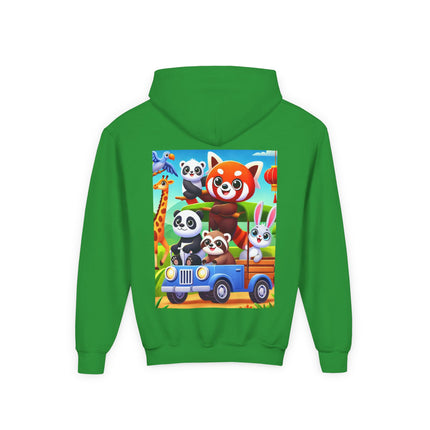 Safari Friends on the Move Youth Hooded Sweatshirt – Adventure, Friendship & Sunny Fun