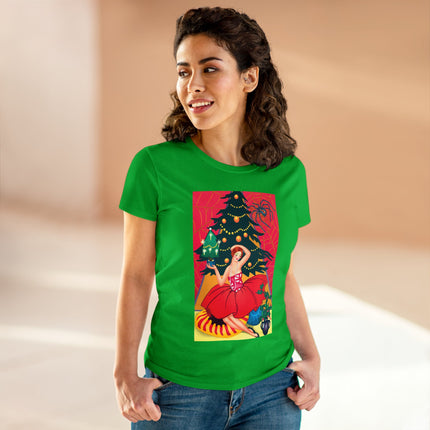Art Deco Christmas Enchantment Women's Midweight Cotton Tee
