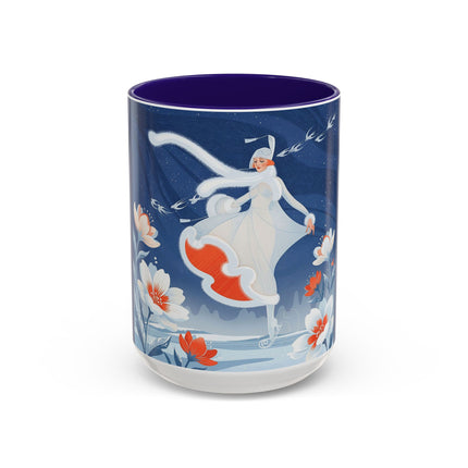 ❄️⛸️ The Winter Skater’s Flight Colorful Mug – Art Deco Floral Fantasy