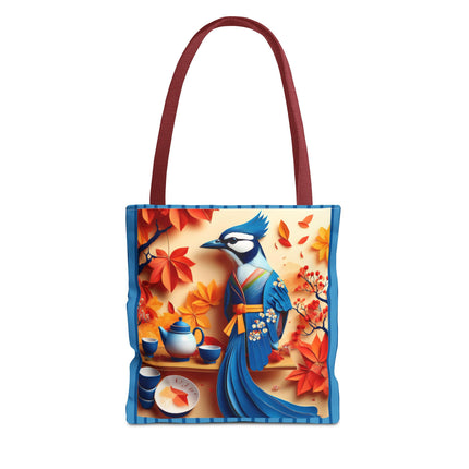 Blue Jay at an Autumn Tea Ceremony Tote Bag (AOP)