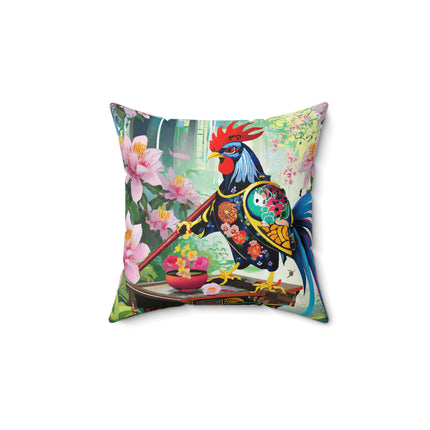 Cyberpunk Rooster Spun Polyester Square Pillow