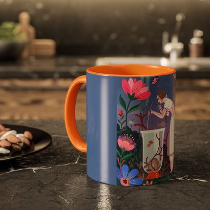 The Lady Of The Enchanted Aquarium Colorful Mugs – Art Deco Aquatic Elegance