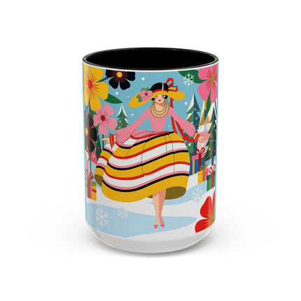 🌼🎄 The Christmas Blossom Belle Colorful Mug – Colorful Art Deco Holiday Fantasy