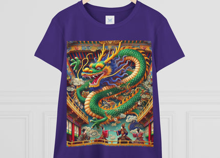 Tibetan Dragon Over Kabuki Duel Women's Midweight Cotton Tee
