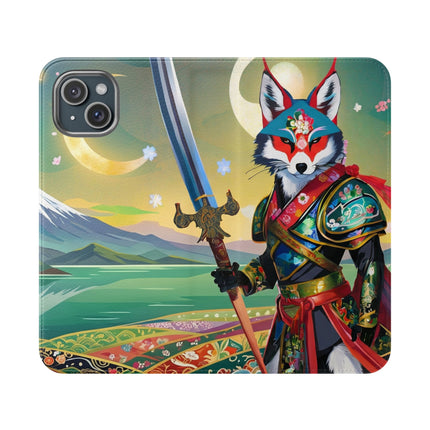 🐕⚔️ Cyberpunk Samurai Dog Flip Case – Futuristic Honor & Kitsune Spirit