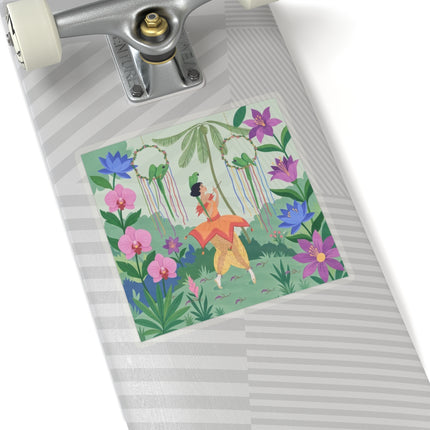 🦜🌺 The Parrot Dancer Kiss-Cut Stickers – Art Deco Tropical Whimsy