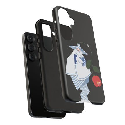 Blue & White Porcelain Geisha Phone Case – Elegant Mystery & Floral Grace