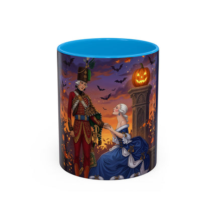 🎃💙 The Pumpkin Lantern Courtship Colorful Mug – Romantic Halloween Elegance