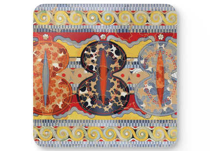 Reproduction of the Shield Frieze by Emile Gilliéron Corkwood Coaster Set