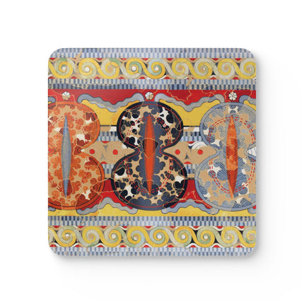 Reproduction of the Shield Frieze by Emile Gilliéron Corkwood Coaster Set