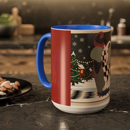 ❄️✨ The Winter Couture Promenade Colorful Mug – Art Deco Holiday Elegance