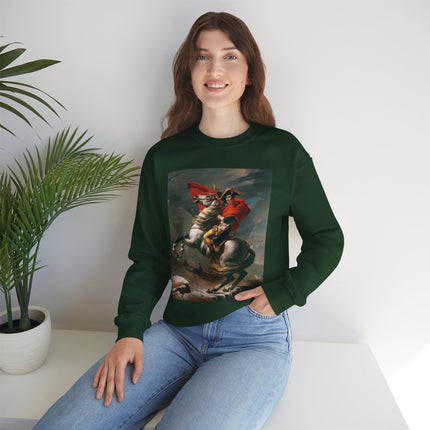 Napoleon Crossing the Alps by Jacques-Louis David Heavy Blend™ Crewneck Sweatshirt