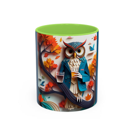 Owl at an Autumn Park Colorful Mugs (11oz, 15oz)