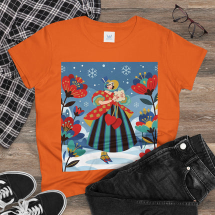 ❤️❄️ The Winter Heart Messenger Cotton Tee – Art Deco Winter Enchantment