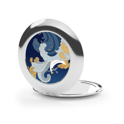 Wave Enchantress Compact Mirror – Oceanic Grace & Golden Tides