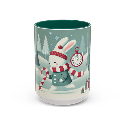 Candy Cane Timekeeper Bunny Colorful Mugs (11oz, 15oz)
