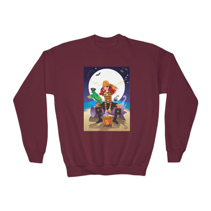 Moonlit Pirate Halloween Youth Crewneck Sweatshirt