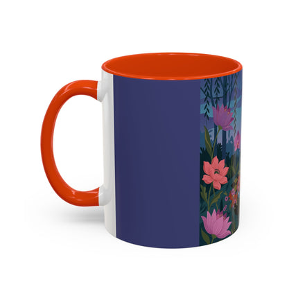 The Lady And The Midnight Birdcage Colorful Mugs – Art Deco Botanical Elegance