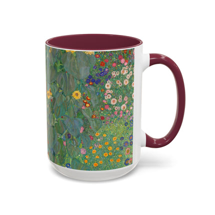 Farm Garden with Sunflowers by Gustav Klimt Colorful Mugs (11oz, 15oz)