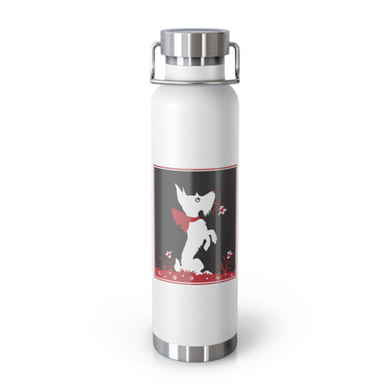 The Enchanting White Terrier with a Red Bow Copper Vacuum Insulated Bottle, 22 oz