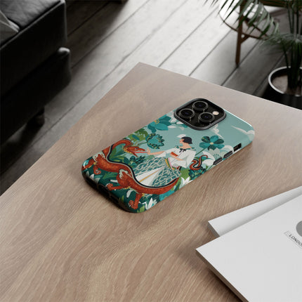 🐉🌿 The Dragon Keeper Phone Case – Art Deco Floral Fantasy