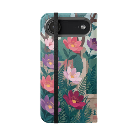 🌺🎭 The Garden Courtship Flip Case – Art Deco Floral Romance
