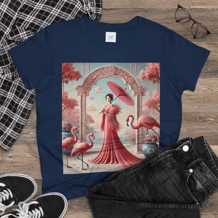 Petals, Porcelain, and Flamingos Cotton Tee