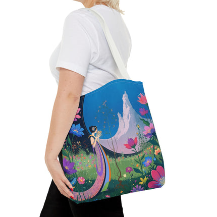🌸🏔️ The Lady Of The Mountain Garden Tote Bag – Art Deco Floral Fantasy