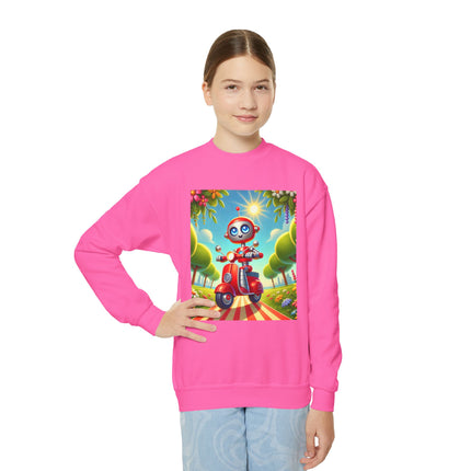 The Traveling Robot Youth Crewneck Sweatshirt – Adventure, Curiosity & Playful Discovery