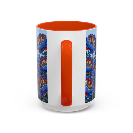 💙🌺 The Sapphire Blossom Garden Dancer Colorful Mug – Art Deco Fashion Fantasy