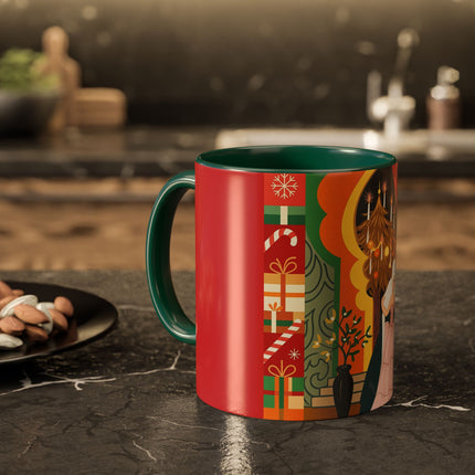 ❤️ The Lady Of The Candlelit Christmas Alcove Colorful Mug – Art Deco Holiday Elegance