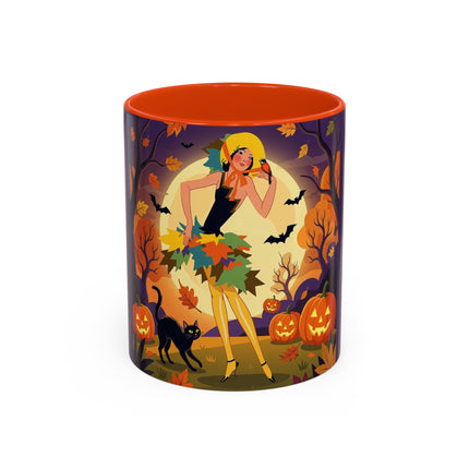 🌕🍂 Autumn Song Beneath The Harvest Moon Colorful Mug – Whimsical Halloween Charm