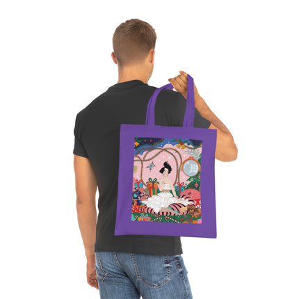 🎄🌹 Christmas Morning In The Rose Parlor Cotton Tote Bag – Art Deco Holiday Romance