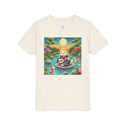 Melodic Kitten by the Koi Pond Youth Short Sleeve Tee