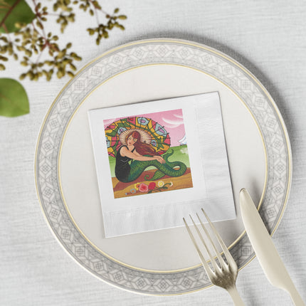 Siren Serenade by Carlo Chiostri White Coined Napkins