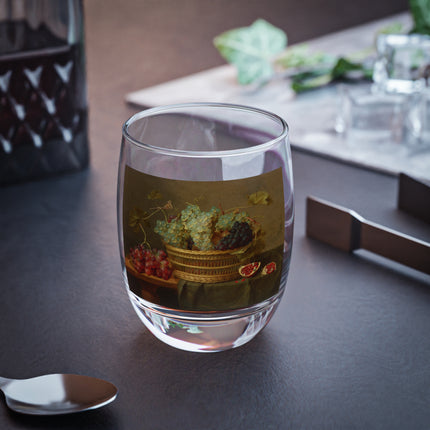 Basket of Grapes and a Pomegranate on a Table by Jacob van Hulsdonck Whiskey Glass