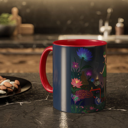 Moonlit Incense Ceremony Colorful Mugs – Art Deco Meditation Garden
