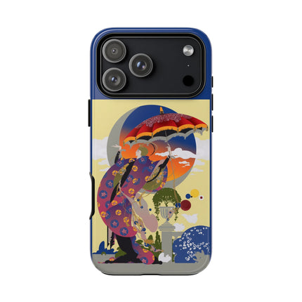 Parasol Sunset Geisha Phone Case – Elegant Twilight Grace