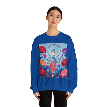 🎪🌺 The Flower Garden Harlequin Crewneck Sweatshirt – Art Deco Fashion Whimsy