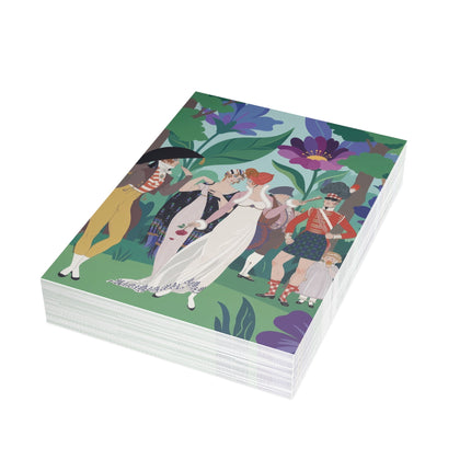 🌸🎩 The Garden Promenade Greeting Card – Regency Fashion & Floral Elegance