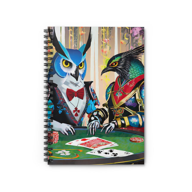 Cyberpunk Owl & Raven Spiral Notebook - Ruled Line