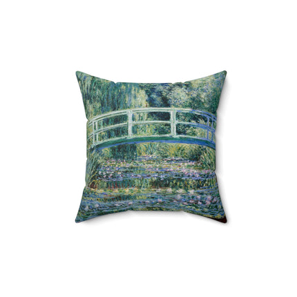 Water Lilies and Japanese Bridge by Claude Monet Spun Polyester Square Pillow