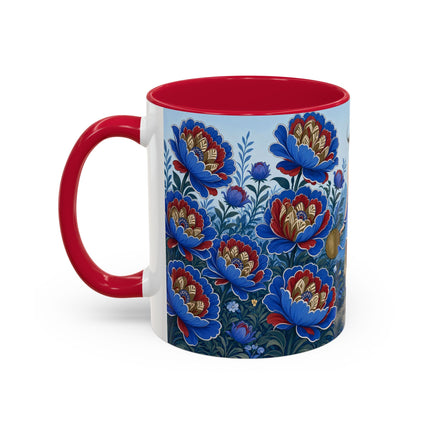 💙🌺 The Sapphire Blossom Garden Dancer Colorful Mug – Art Deco Fashion Fantasy