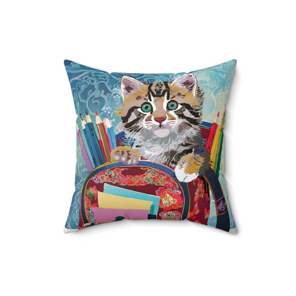 Whiskered Wanderings Spun Polyester Square Pillow