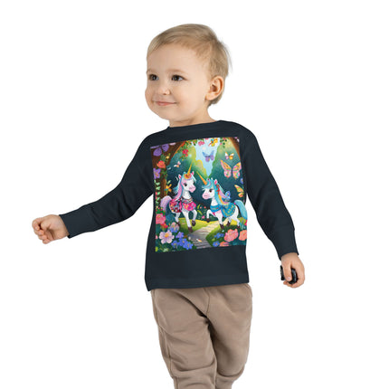 Baby Unicorns and Fluttering Butterflies Toddler Long Sleeve Tee