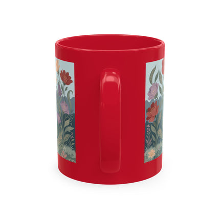 🐈🥾 The Lady & Puss In Boots In The Flower Garden Ceramic Mug – Art Deco Storybook Whimsy