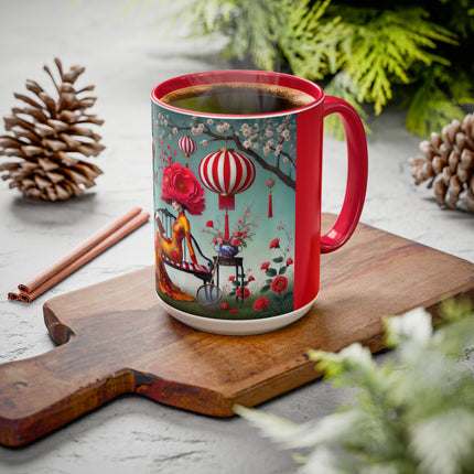 Reading in a Painted Garden Colorful Mugs (11oz, 15oz)