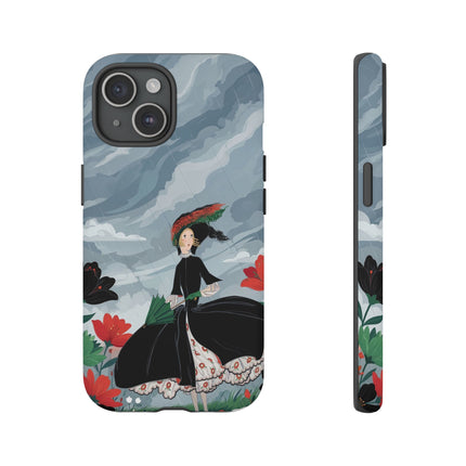 🌧️🌺 The Stormy Flower Walk Phone Case – Art Deco Floral Fashion